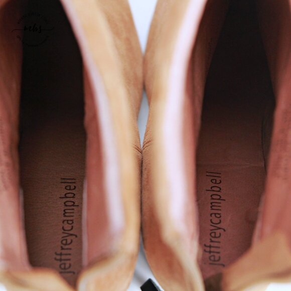 Jeffrey Campbell Rumble Suede Block Heeled Booties Tan Women 8 - Picture 14 of 16